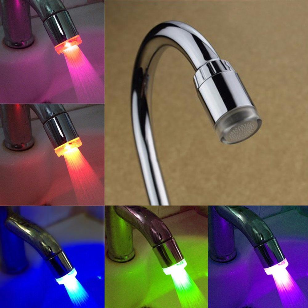 Led Kraan Licht Tap Nozzle 7 Kleuren Veranderen Knipperend Kraan Beluchter Waterbesparing Keuken Badkamer Accessoires Lichtgevende