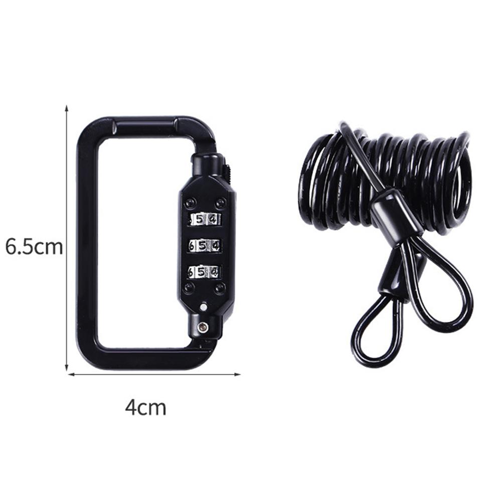 Portable Motorcycle Helmet Lock Cable Heavy Duty Combination Lock Carabiner For Motorbike Bicycle Helmet