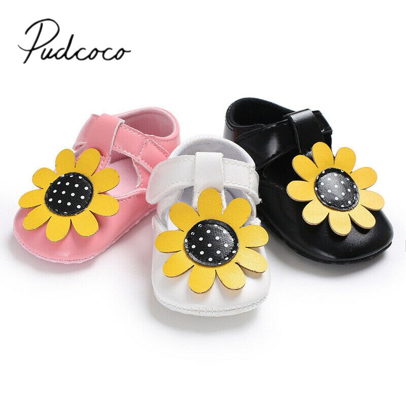 Baby Zomer Schoenen Kleding Pasgeboren Baby Meisje Lederen Schoenen Zonnebloemen Leuke Zachte Schoenen Ademend Klompen