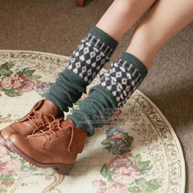 Patrón Arygle, Calentadores De piernas, lana tejida, Calentadores De lana, calcetines De arranque, Calentadores De Pierna para Mujer, Tricot Femme Long 1 par