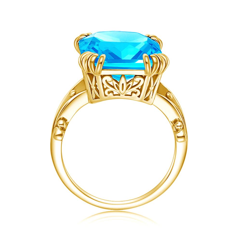 14K Goud Kleur Echt Blue Topaz Ring 925 Sterling Zilveren Ringen Voor Vrouwen Wedding Engagement Ring Zilver 925 Edelstenen sieraden