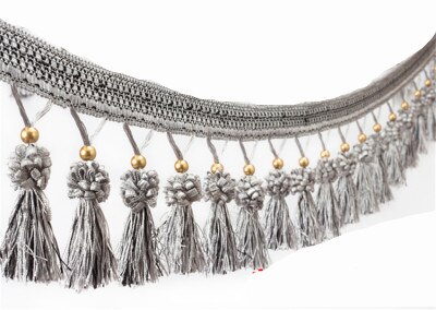 Rideau à franges avec des perles en cuivre en métal de 1M, bricolage soi-même, pour robe latine, rideau de vêtement, accessoires de couture décoratifs, ruban d'habillage: L