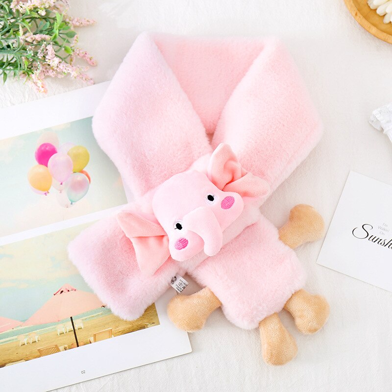 Bavoir couvre-chef en peluche pour femme, Version coréenne, court, , dessin animé, mignon, pour garçons et filles, étudiant et enfant, mignon, D54: Pink elephant