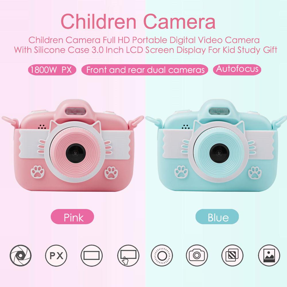 18MP Mini Kids Camera Full HD Digitale Camera Met Siliconen Case 3.0 ''Lcd-scherm Kinderen Speelgoed Camera Voor kerstcadeau