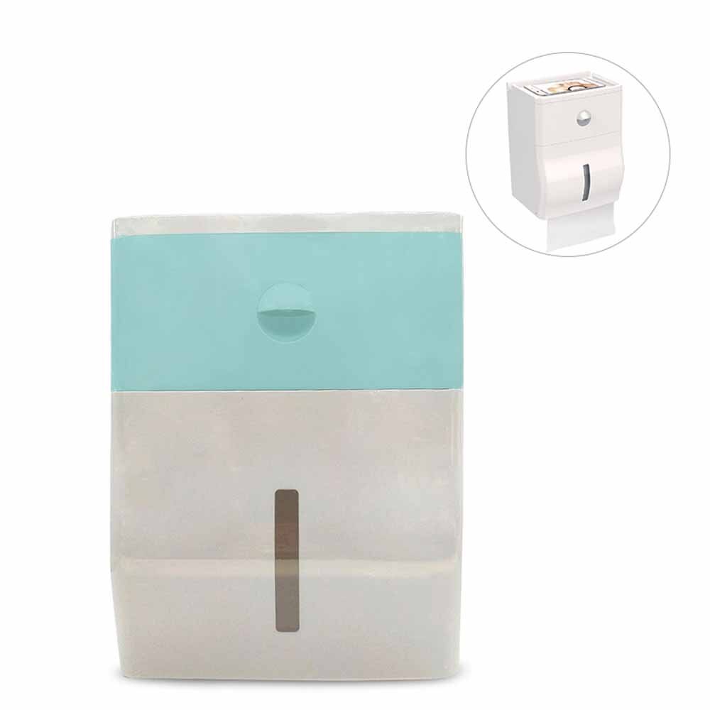 Waterproof Wall Mount Toilet Paper Holder Shelf Toilet Paper Tray Roll Paper Tube Storage Box Tray Tissue Box Home: Blue