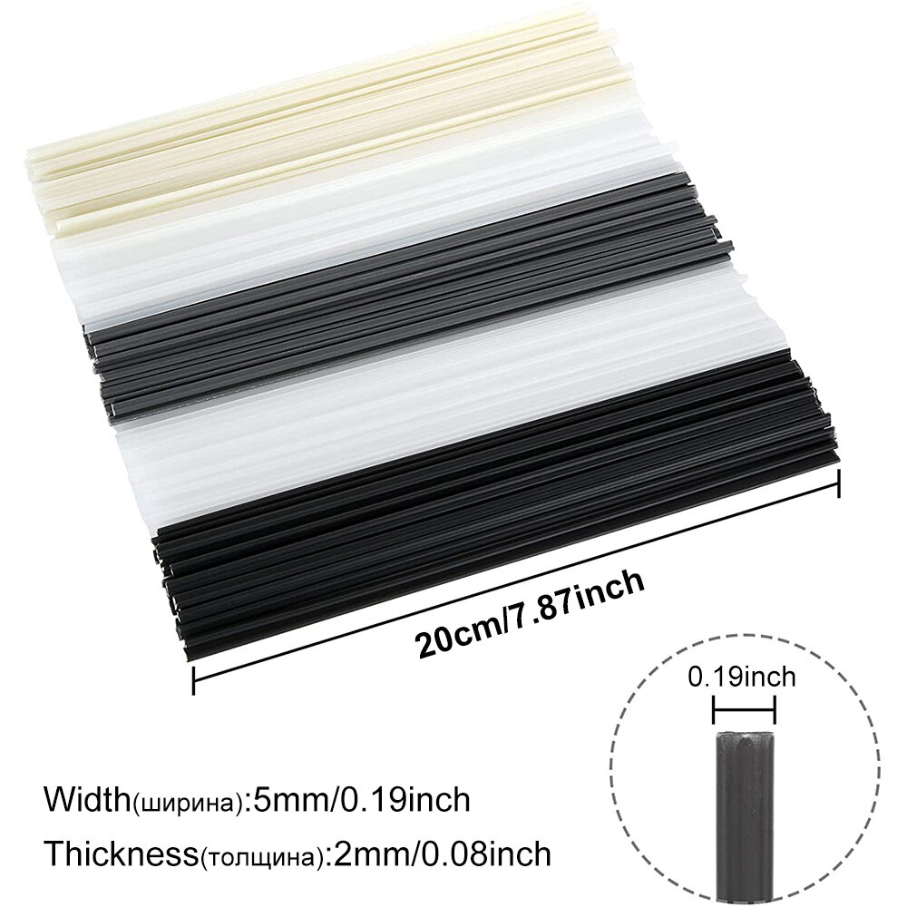 Baguettes de soudage en plastique ABS/PP/PVC/PE, longueur 100mm, 5x2mm, 200 pièces, accessoires de Machine à souder en plastique