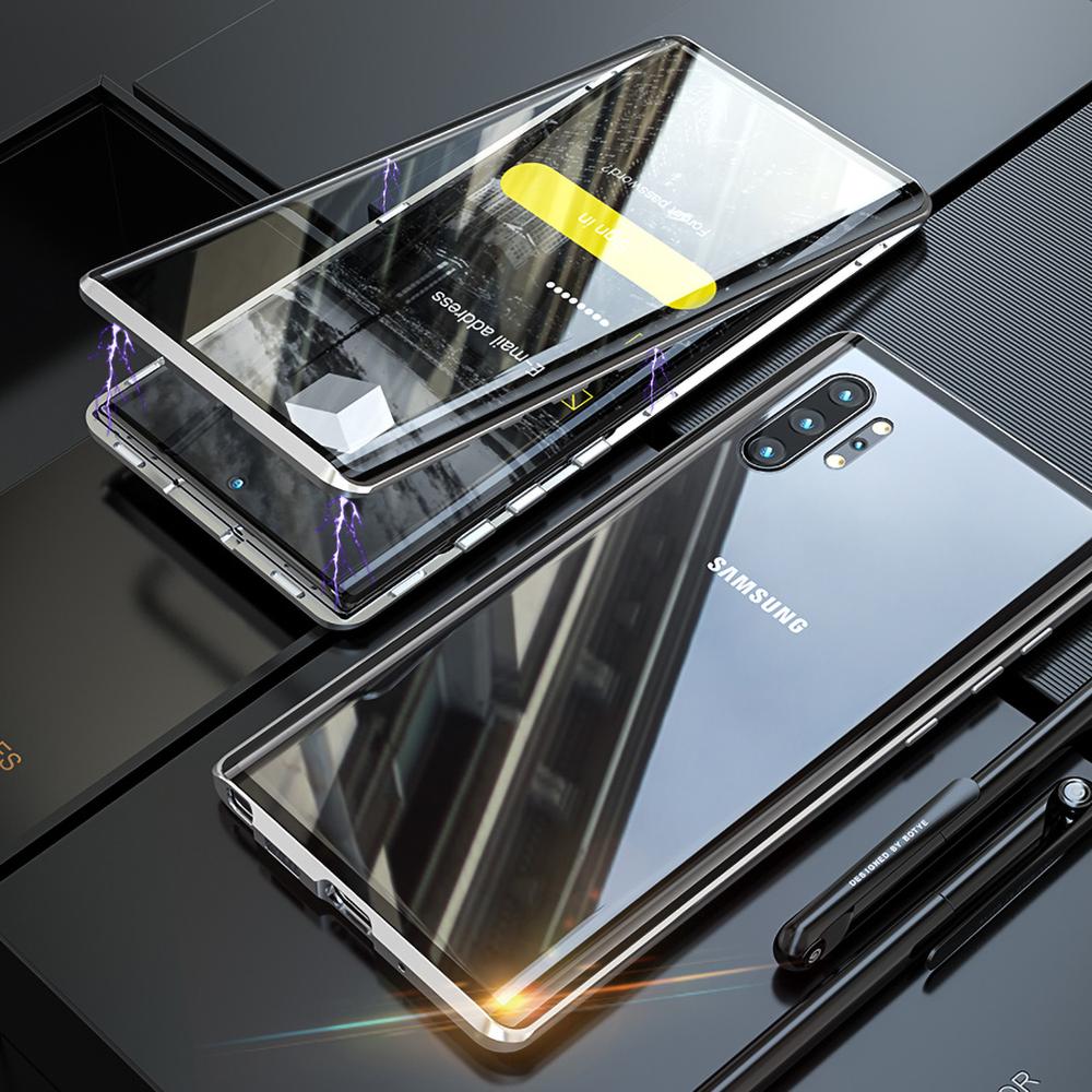 Doppelseitige glas Metall Magnetische fallen für Samsung Galaxis Hinweis 10 Plus Telefon fallen 360 Volle Schutz fallen Für Galaxis hinweis 10 +: Silber-