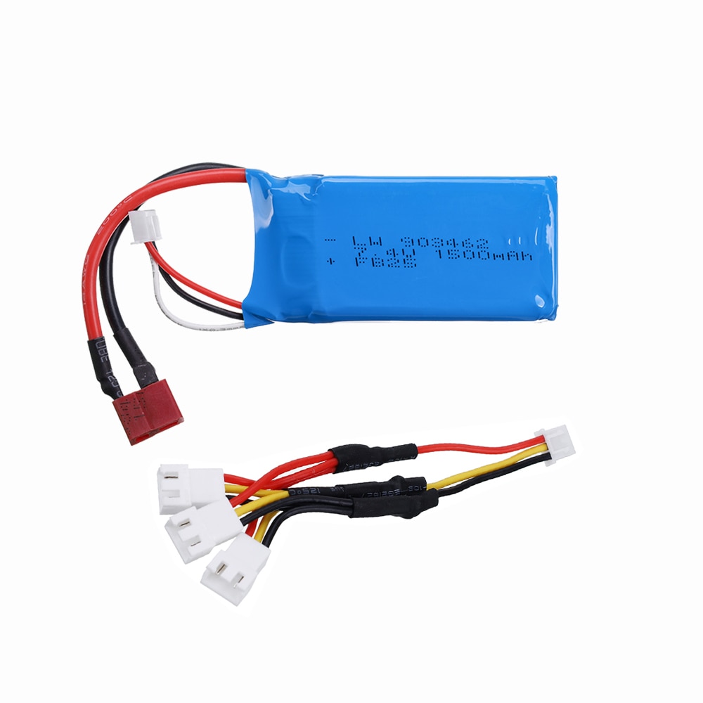Mise à niveau de 7.4v batteries lipo 1500 2s pour wltoys  a959-b  a969-b  a979-b  k929b rc desert truck car, pièces de rechange et chargeur: 1 pièce 3 en 1