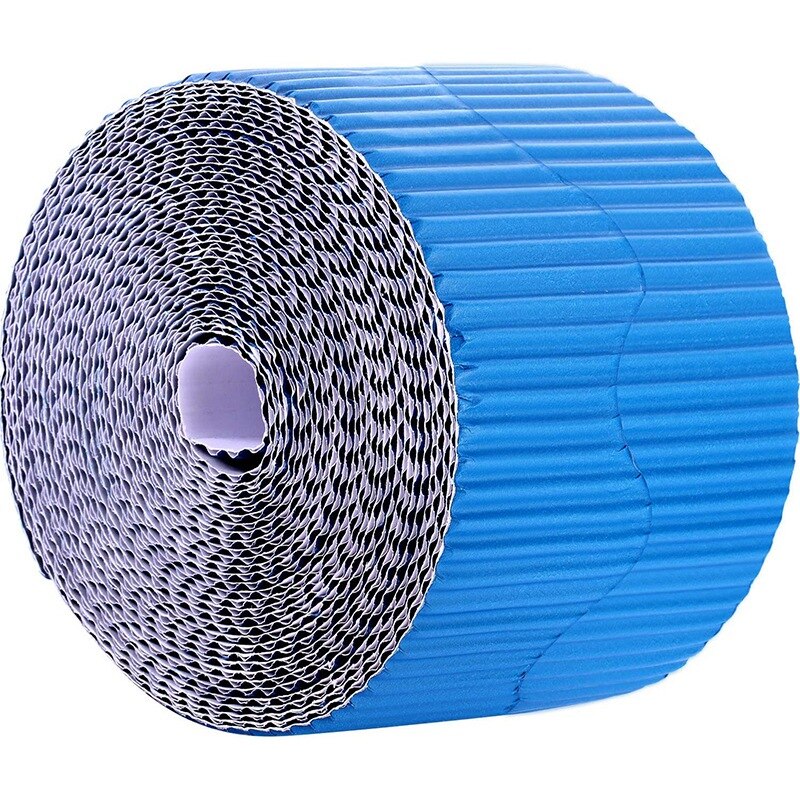 2 rollos de papel de fondo de decoración de bordes festoneados de tablón de anuncios para bordes decorativos (amarillo y azul)