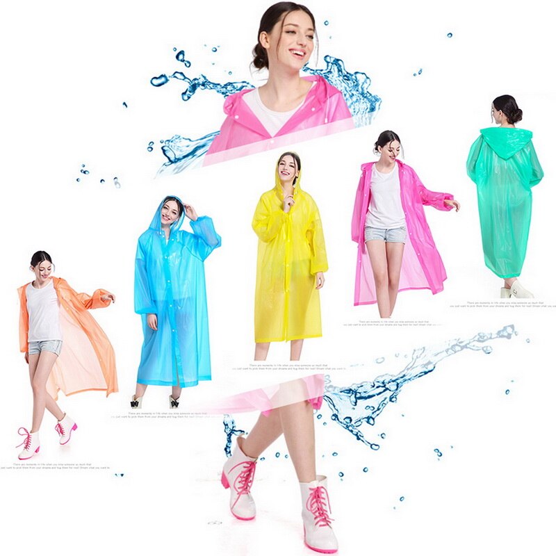 Unisex Waterproof Jacket Women Men Clear PVC Raincoat Rain Coat Hooded Poncho Rainwear