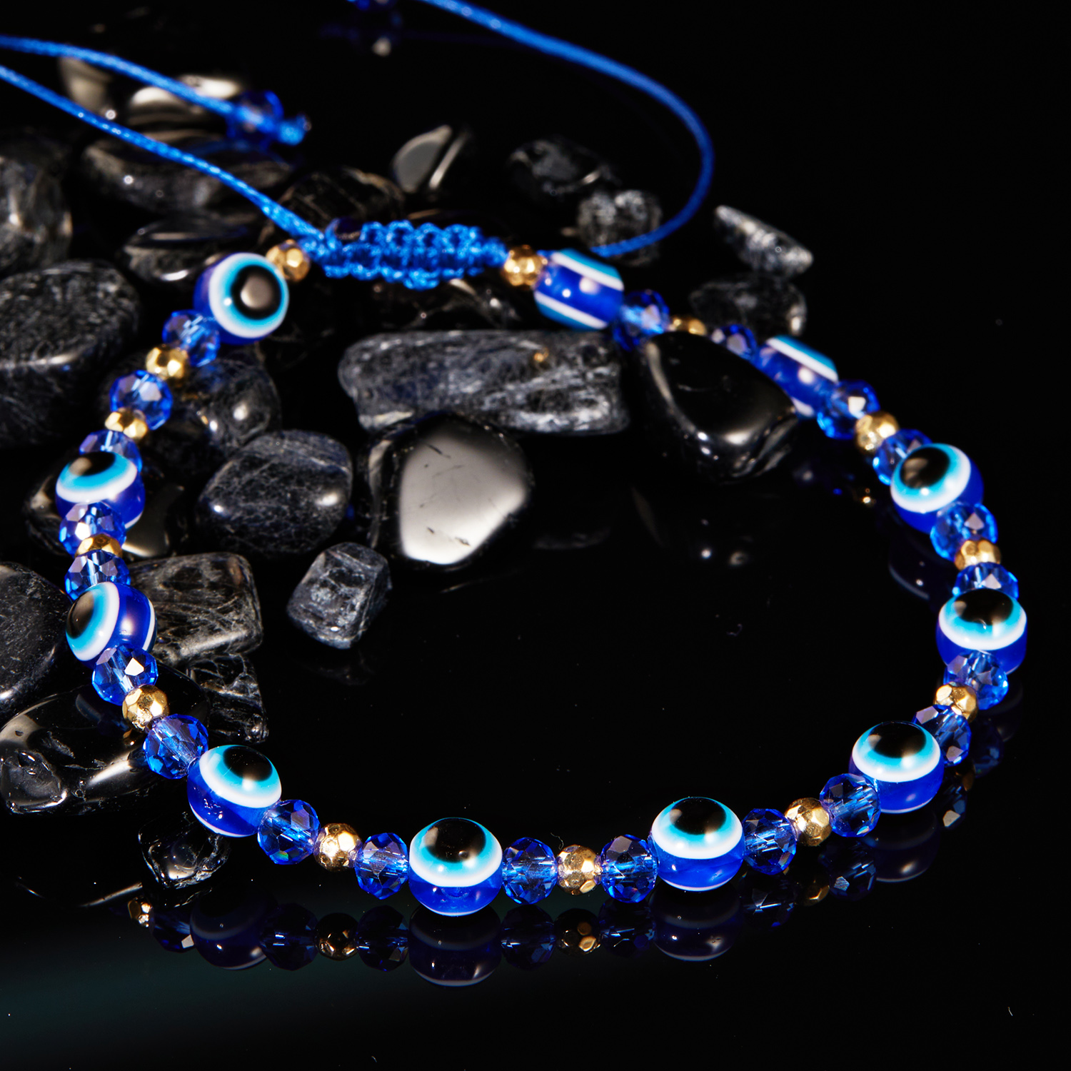 Pulseras turcas contra el mal de ojo, pulsera de cuentas de cristal coloridas para hombres y mujeres, joyería con dije de cuerda trenzada hecha a mano: Estampado en caliente