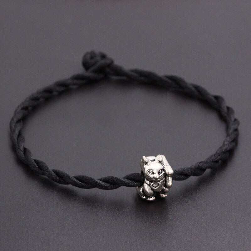 neue rot Faden Schnur Armbinde Glück verrotten Handgemachte Seil Glück Katze Perlen Charme Armbinde Für Frauen Männer Schmuck: Schwarz