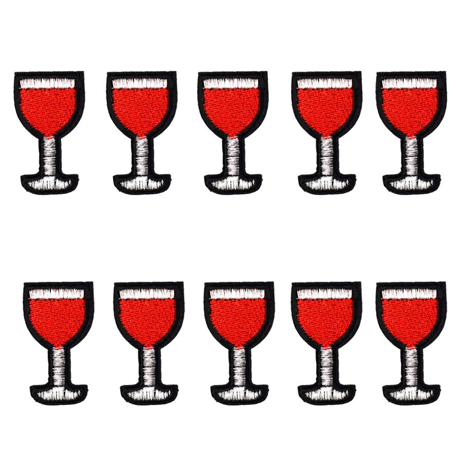 Diy Rode Wijn Glas Patches Voor Kleding Ijzer Geborduurde Patch Applique Ijzer Op Patches Naaien Accessoires Stickers Voor Kleding