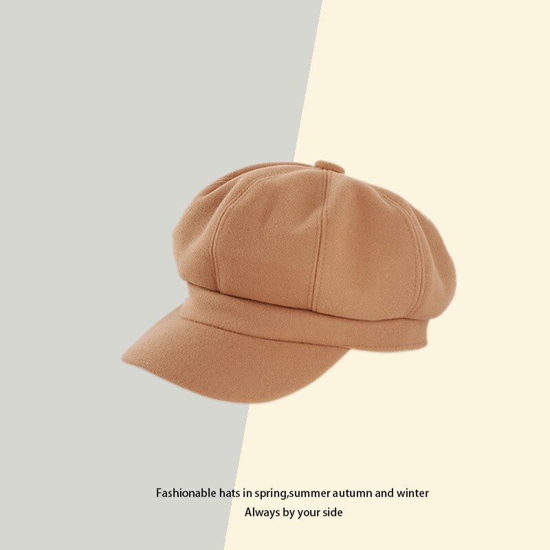 Ladies Womens Girls Black 8 Panel Wool Blend Baker Boy News Boy Flat Cap Hat: Khkai