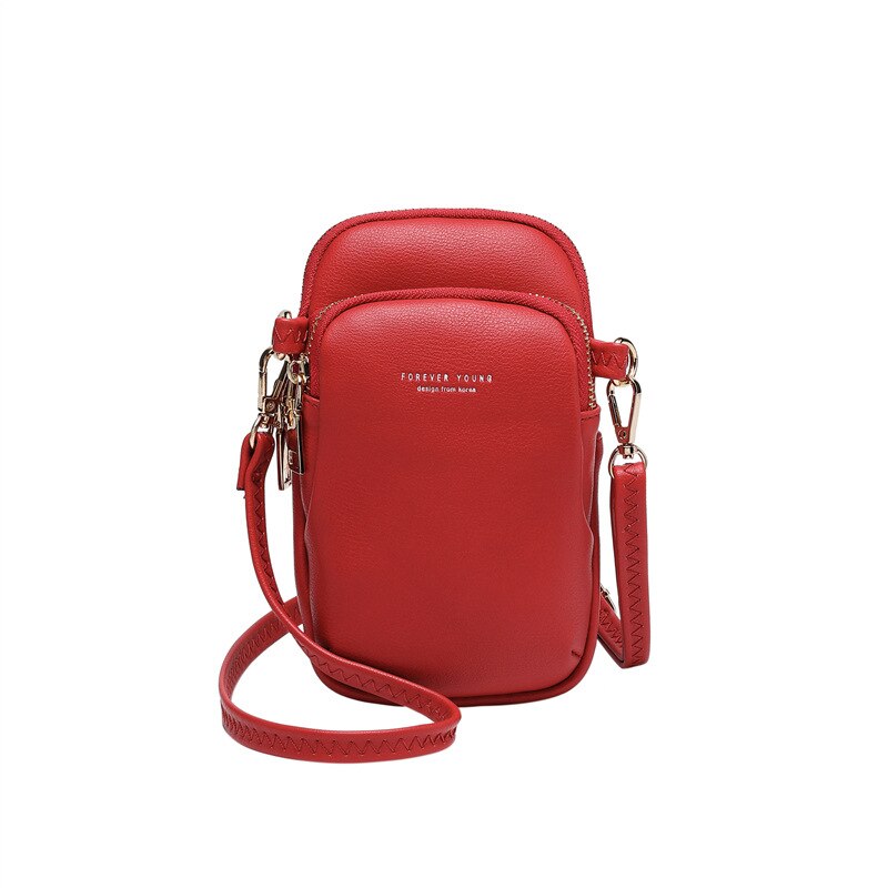 Women zipper Lock Shoulder Bag Crossbody Bags Messenger Phone Coin Bag Small Hasp Card Holder Wallet Lady Leather Purse: 832 red