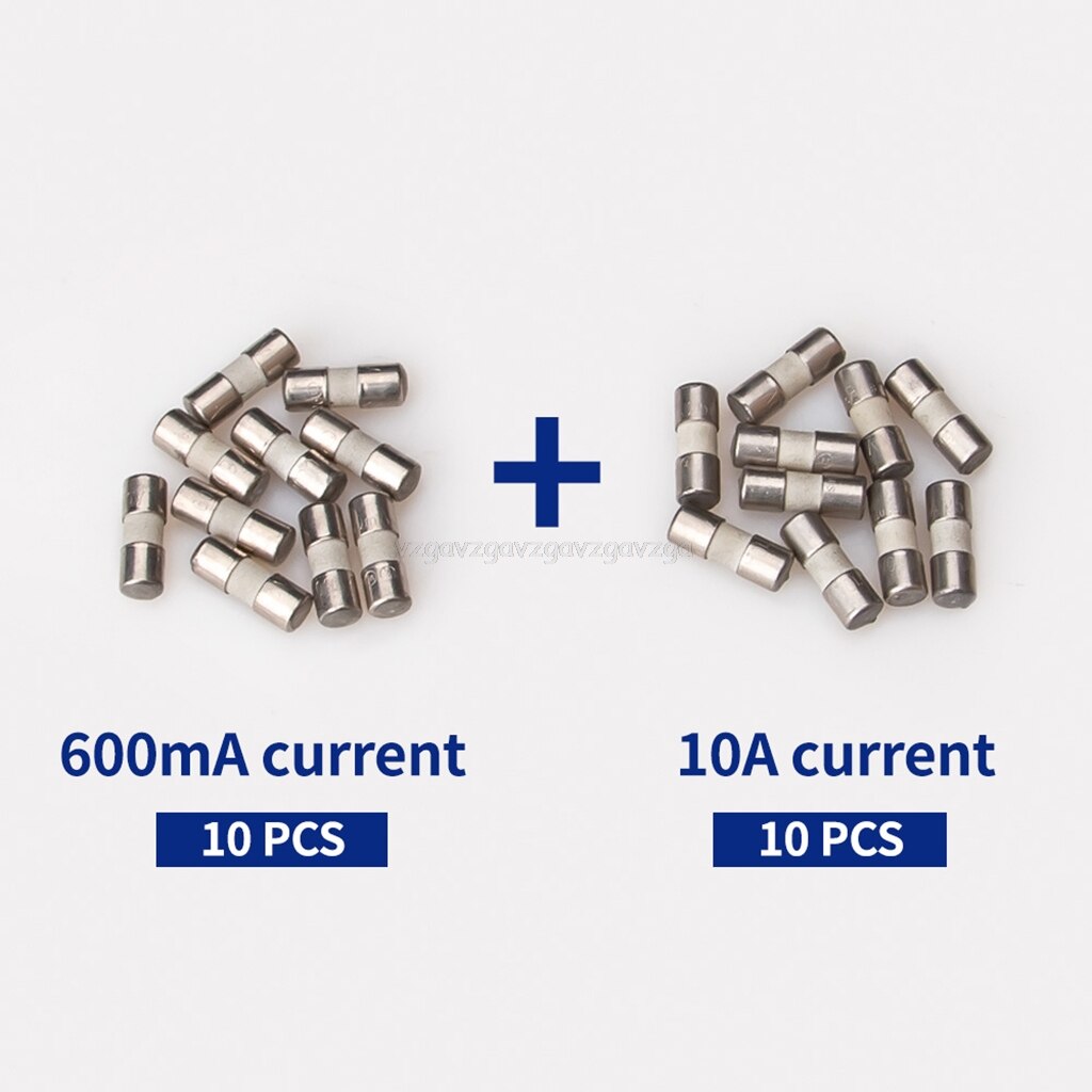 Fusible en céramique 20 pièces pour multimètre Instrument 600mA 10A fusible en céramique britannique 37MD: 20pcs