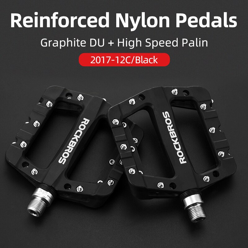 ROCKBROS Ultralight Seal Bearings Bicycle Bike Pedals Cycling Nylon Road bmx Mtb Pedals Flat Platform Bicycle Parts Accessories: 2017-12CBK
