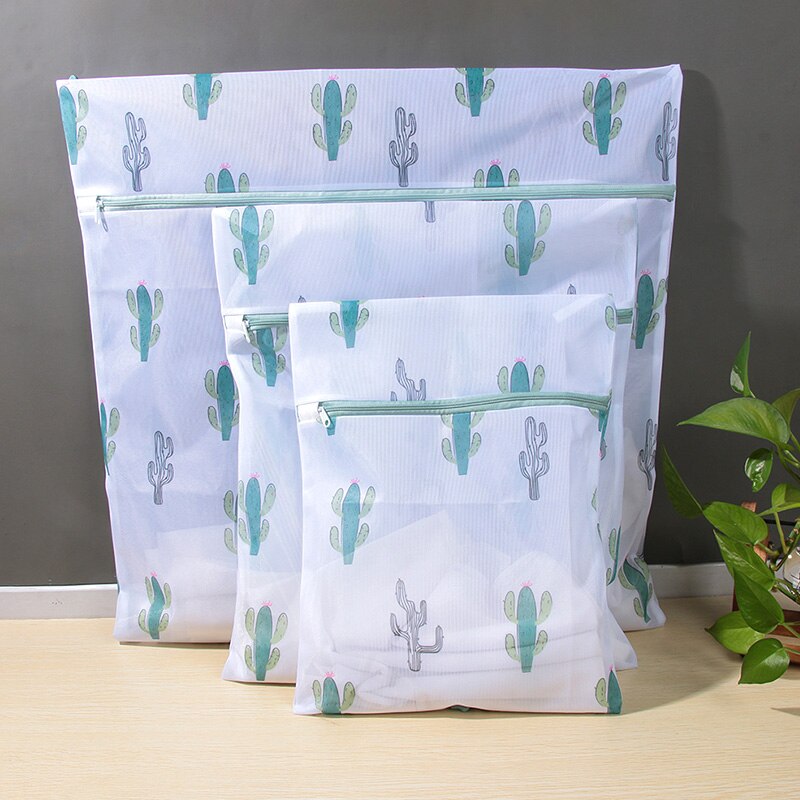 1PC Durable Laundry Mesh Clothes Washing Bags Cactus Bra Underwear Laundry Bags Travel Storage Bags