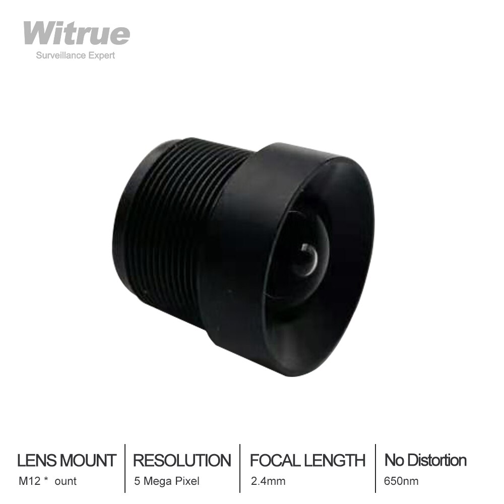 Lente witrue para câmera cftv, lente m12 de 2.4mm com 5mp, f1/1/3, sem distorção, 2.0
