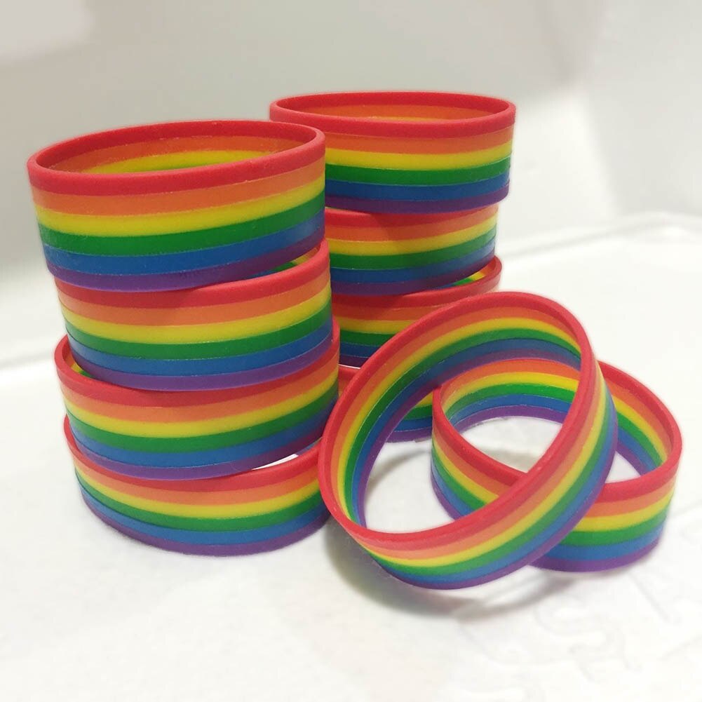 Mode Siliconen Rainbow Pride Armband Mutilayered Rubber Gay Lesbische Mode Polsbandje Sieraden
