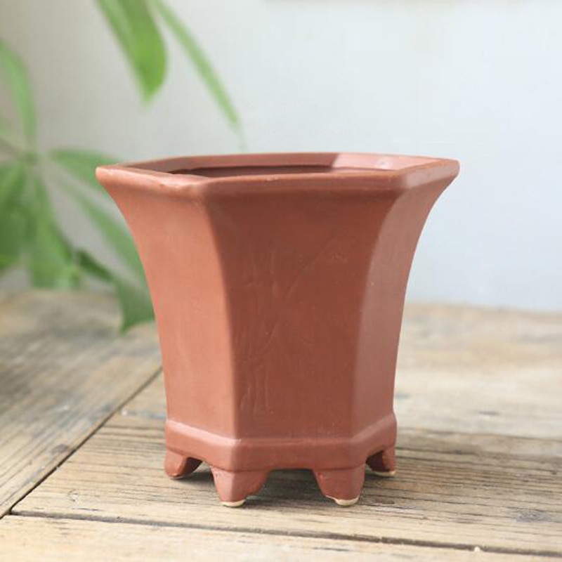 Rød ler åndbar urtepotte keramisk sukkulent plante potte vase bonsai planter blomsterbeholder stue balkon boligindretning