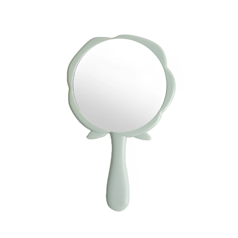 Espejo de maquillaje con forma de flor rosa, extensión de pestañas, espejo de tocador de mano, espejo cosmético portátil para niñas y mujeres, herramientas de maquillaje: Negro