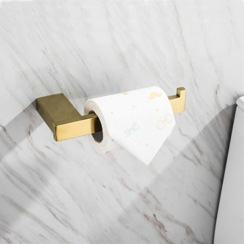 Bathroom Accessories Brushed Gold Toothbrush Holder Metal Wall Toilet Roll Paper Holder SUS304 Stainless Steel Bath Set Hooks: G