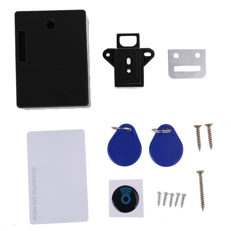 Punch-free Invisible Intelligent Sensor Drawer Lock File Cabinet Anti-theft Lock Wardrobe Shoe Cabinet Door RFID Lock: Black