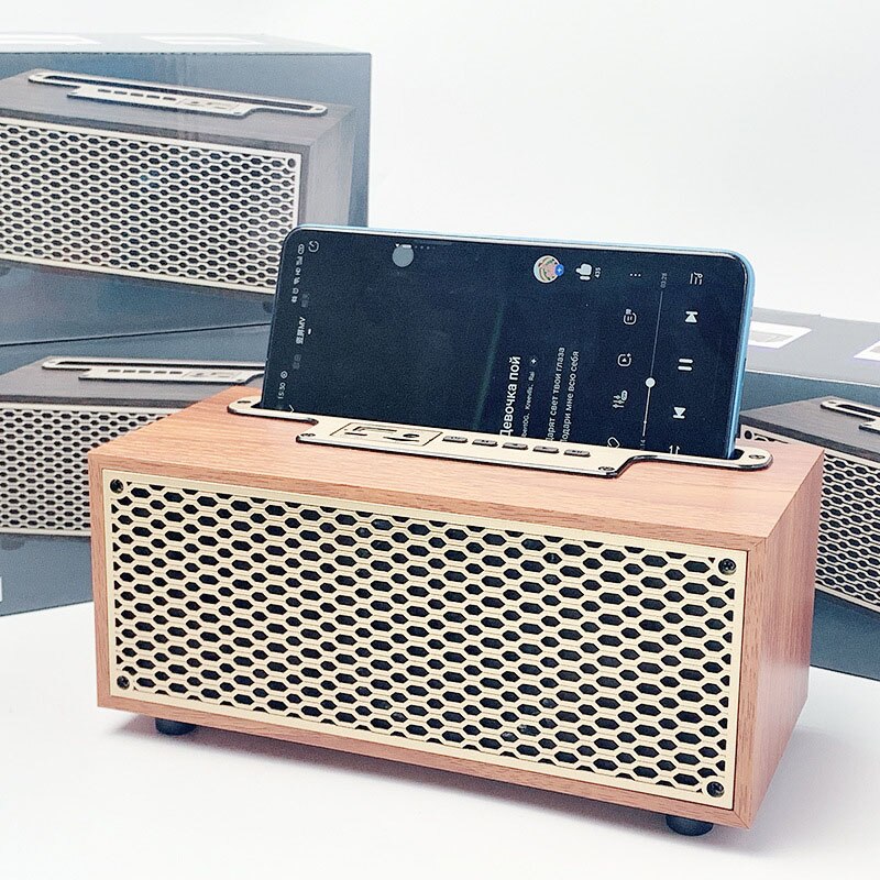 Houten Multimedia Bluetooth Speaker Telefoon Stander Klassieke Retro Stijl Draadloze Speaker XM-5H