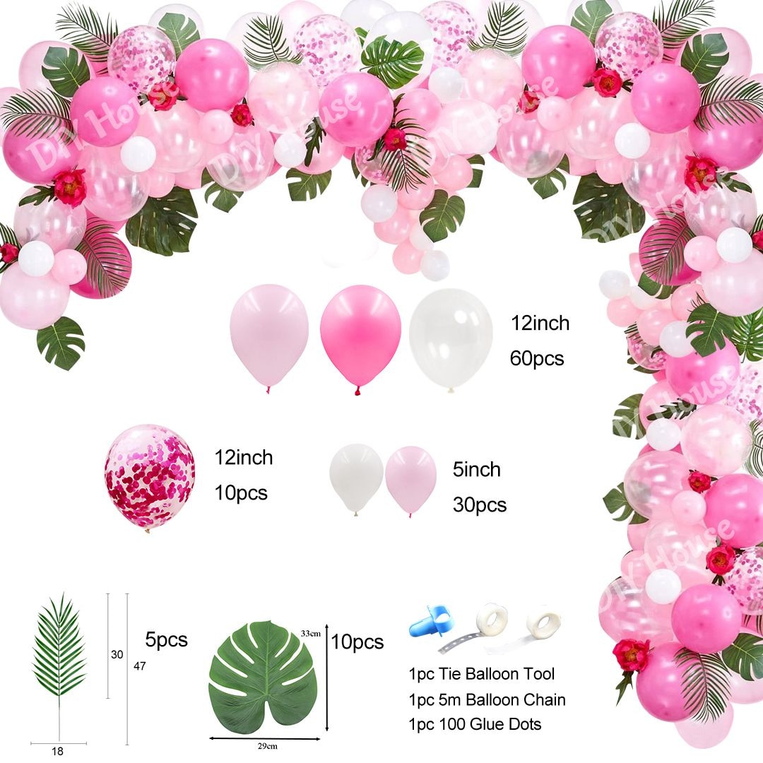 1Set Flamingo Theme Balloon Arch Pink Summer Pineapple Balls Wedding Party Decoration Happy Birthday Kids DIY Home Supplies: flamingo A