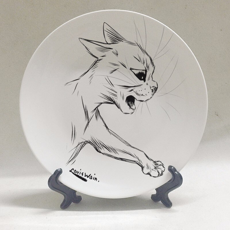 Louis Wain anthropomorphic cats Kaleidoscope Cats wall decorative hanging plate artistic ceramic craft background decoration: Z