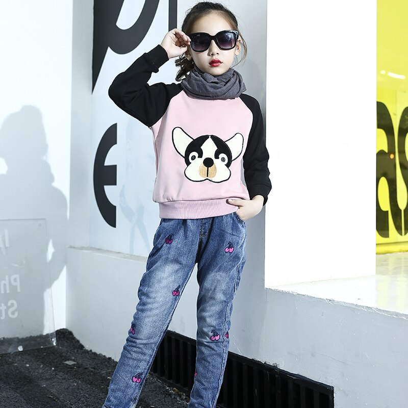 Kinderen denim Broek meisjes verdikte jeans baby kids cartoon leggings winter kinderkleding meisje katoen potlood broek