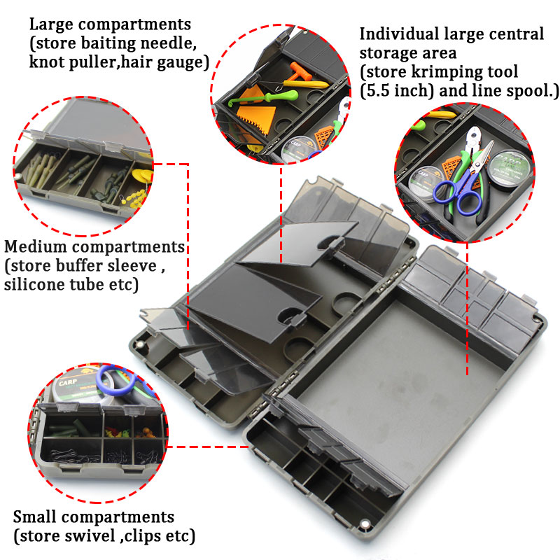 Carp Fishing Tackle Box for Carp Rig Hair Ronnie Zig Rig Accessories QC Spinner Swivel Lead Clip Kit Storage Case Rig Wallet