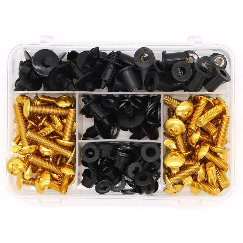 M6 m5 komplette motorcykelbolte til motorcykel passer til kawasaki  zx 6r zx -6r 1993-2002 zx6r 2003 fairing clips speed nuts: Guld