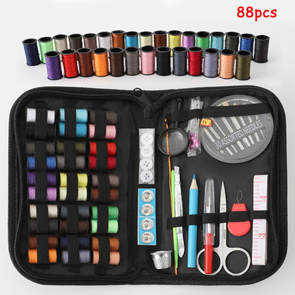 INNE Sewing Accessories Seam Needlework Stitch Tools Supplies Knitting Needles Scissors Kit Material Instruments Box Embroidery: 88PCS