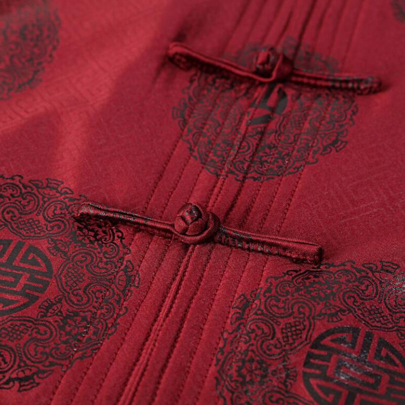 Trajes tradicionales chinos para hombre primavera otoño Tang Suit boda Tops camisa de satén rojo hombres otoño Cheongsam Tops