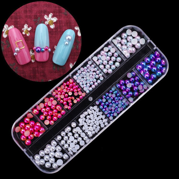 1 låda glitter naglar strass multi size flat-back ab kristaller stenar 3d berlocker diy tips nagelkonst dekorationer glänsande diamanter: A13