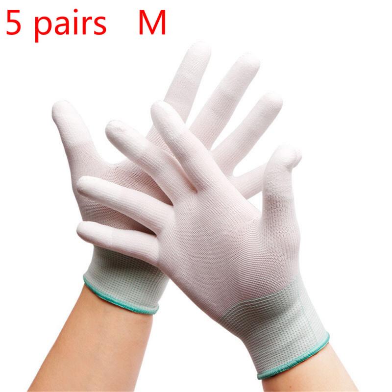 5 paar Antistatik-handschuhe Anti Statische ESD Elektronische Arbeits Handschuhe Pu Beschichtet Palm Beschichtete Finger PC Gleitschutz Für Finger Schutz: 5pairs  M