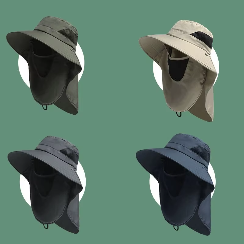 Uv-beschermende bucket hat upf 50+  brede rand zonnekap waterdichte nekflap ademend vissen wandelen safari trekking heren uitrusting 1pc