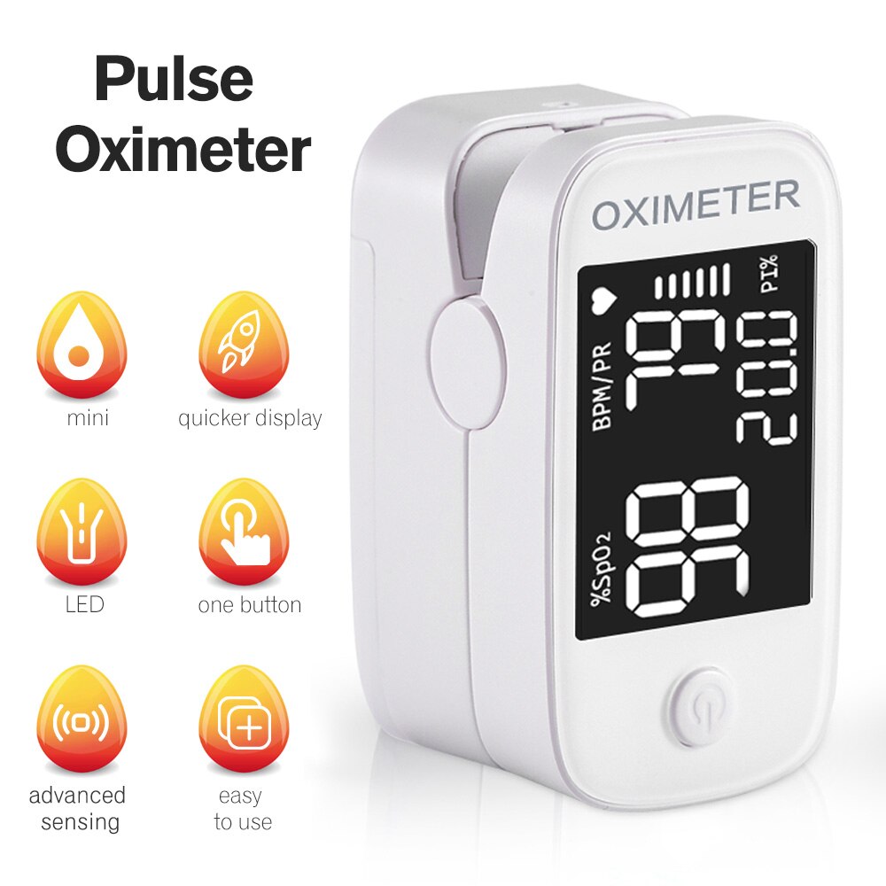 Finger Pulse Oximeter Blood Oxygen SpO2 Monitor LED Mini Pulse and Heart Rate Measuring Gauge 8s Rapid Reading: Type4 White