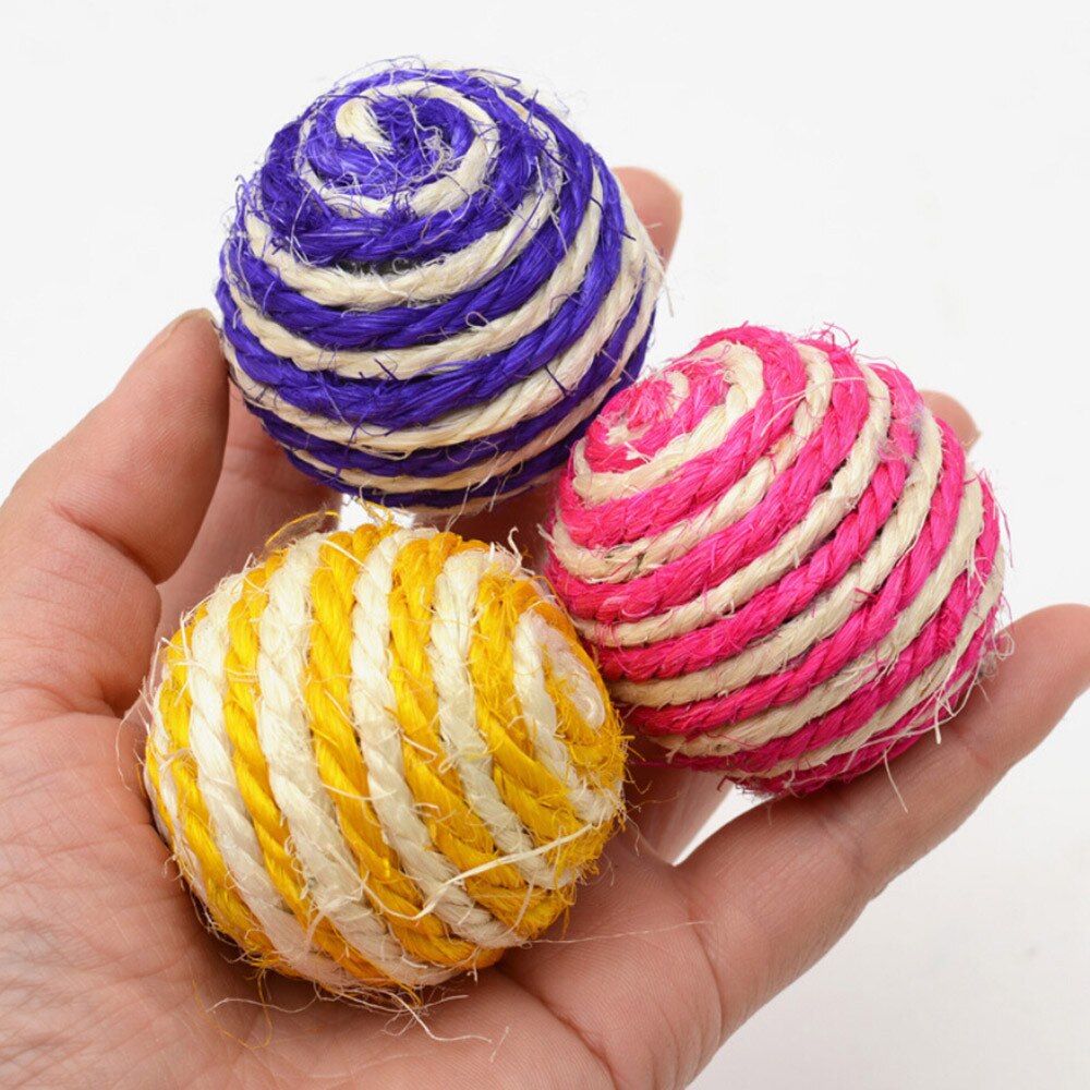 Willekeurige Kleur Kat Spelen Kauwen Speelgoed Stro Kat Huisdier Touw Weave Bal Teaser Bal Katten Producten Voor Huisdieren ^ 5