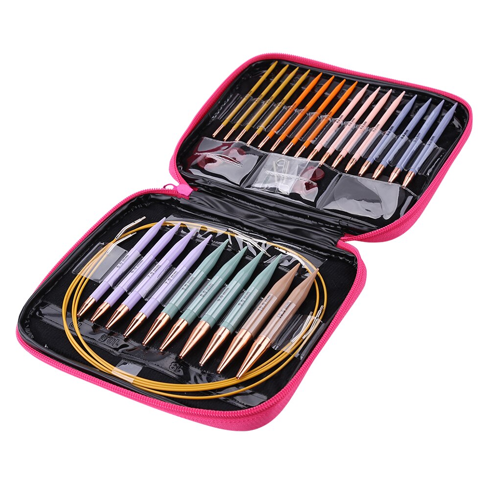 13 Pair Aluminum Circular Knitting Needles Set Interchangeable Crochet Hook Needles for Crochet Patterns & Yarns DIY Knit Tool