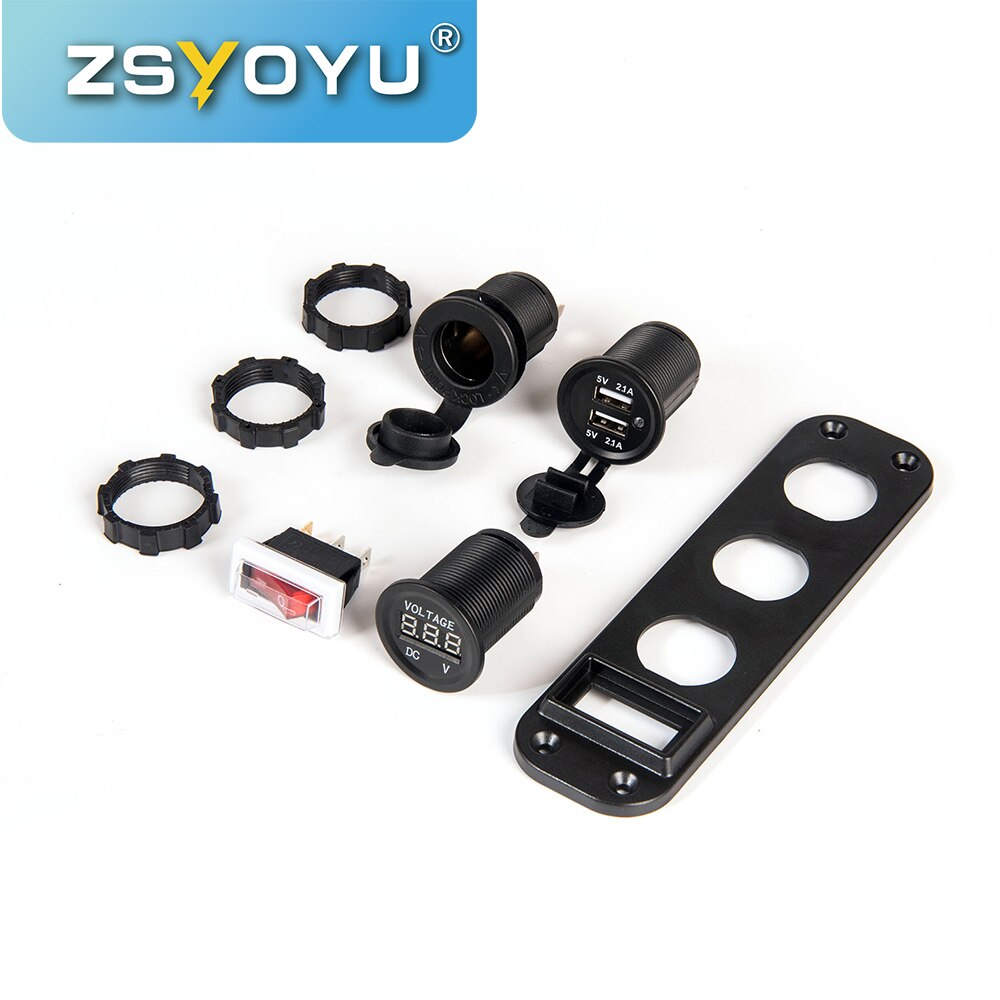 Tuimelschakelaar auto usb-aansluiting snellader adapter auto sigarettenaansteker 4.2a usb paneelmontage aansluiting auto voltmeter usb opladen