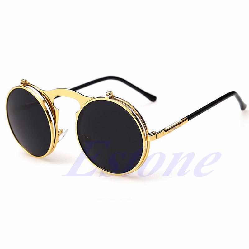 Unisex Gothic Steampunk Mens Sunglasses Coating Mirrored Sunglasses Round Circle Sun glasses Retro Vintage Gafas de Sol