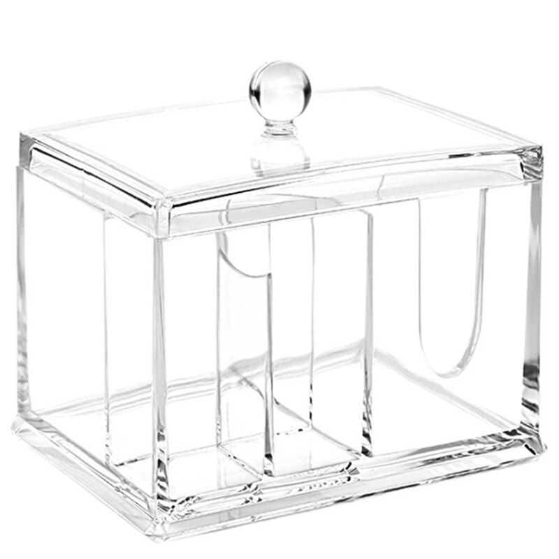 Square Acrylic Cotton Swab Glove Box Desktop Dustproof Cosmetic Jewelry Organizing Box