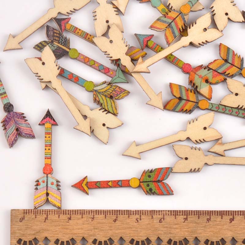 25 pièces flèches mélangées forme bois artisanat Scrapbook bricolage pour bois tranches ornements décoration de la maison accessoires Arts 34x12mm m1815