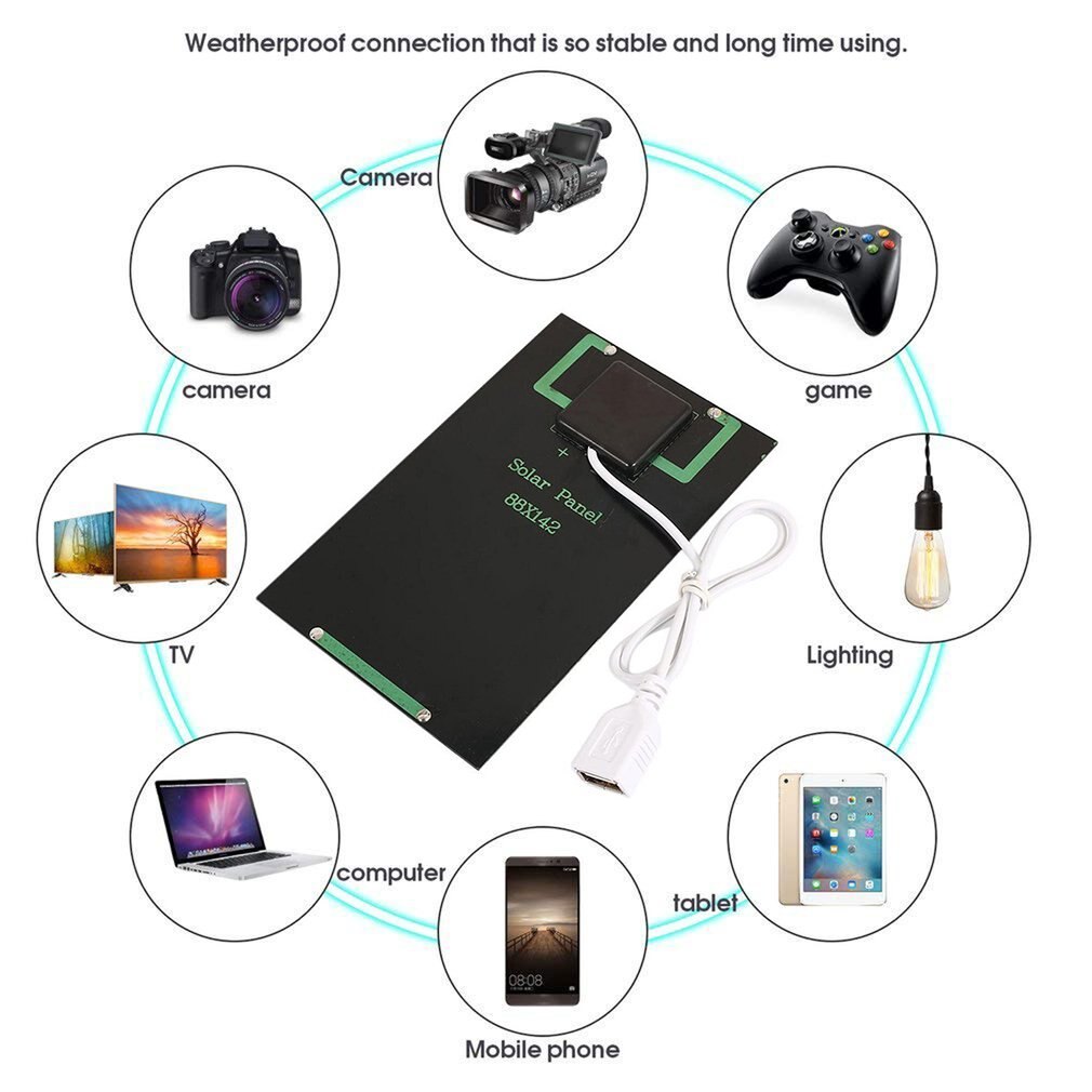 Cargador de batería de Panel Solar DIY, módulo Solar de 5W y 5V con puerto USB, placa de carga Solar portátil para teléfonos móviles