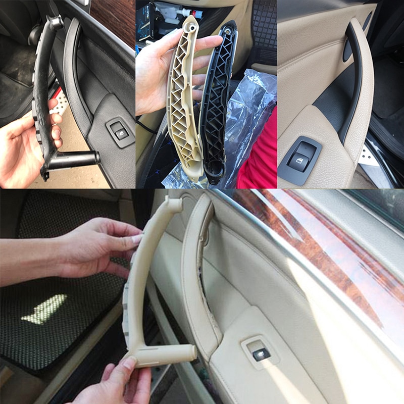Reposabrazos para puerta interior de coche, cubierta embellecedora de tirar, gris, marrón, negro, Beige, para BMW E70, X5, E71, E72, X6, 2006