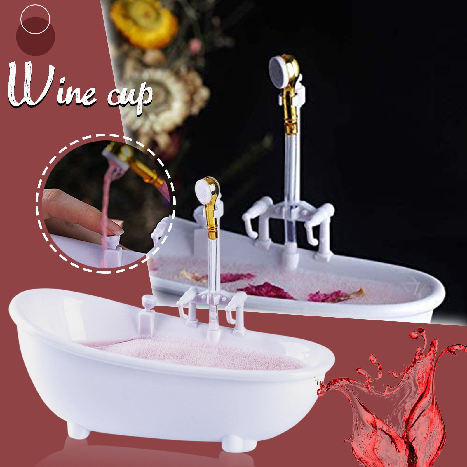 1Pcs Bathtub Cocktail Glass Plastic Electric Cyclic Water Spray Cup Milkshake Cold Drinks Bar TIKI Flip Wine Tumbler