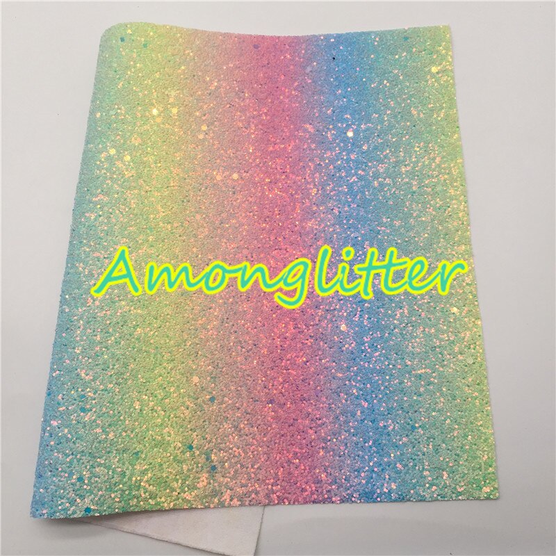 Amonglitter Rainbow hojas de tela de cuero grueso de brillo, tejido brillante para bolsas y zapatos de lazos de bricolaje 21x29cm tamaño A4 MB013A: 13